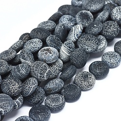 Weathered Agate Natural Weathered Agate Beads Strands, Dyed & Heated, Flat Round, 11~12.5x5.5~6mm, Hole: 0.8mm, about 32 pcs/Strand, 14.96 inch(38 cm)