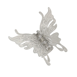 Серебро Пластиковые зажимы когтя волос, аксессуары для волос для женщин и девочек, бабочка, серебряные, 105x100x45 мм