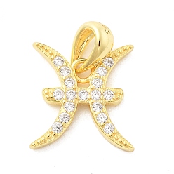 Дева 925 подвески из стерлингового серебра с прозрачным микропаве и цирконием, обереги двенадцати созвездий, золотые, Дева, 10~16x10~15.5x1.5~2 мм, отверстие : 2.5x5 мм