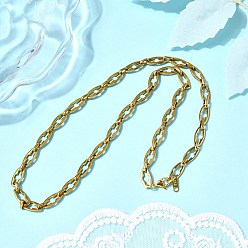 Золотой 304 ожерелья из нержавеющей стали с цепочкой с поперечными связями для женщин и мужчин, золотые, 21.65 дюйм (55 см)