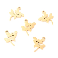 Золотой 304 прелести нержавеющей стали, лазерная резка, стрекоза, золотые, 10.5x8x1.1 мм, отверстие : 1 мм