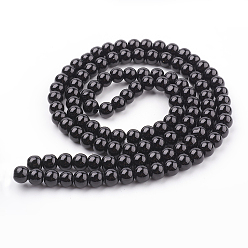 Black Glass Pearl Beads Strands, Pearlized, Round, Black, 8mm, Hole: 1mm, about 100pcs/strand, 30.71 inch(78cm)