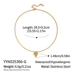 Настоящее золото 18K Минималистичные 304 ожерелья из нержавеющей стали с подвеской в виде сердца из рисовой цепи для женщин, реальный 18 k позолоченный, 15.55 дюйм (39.5 см)