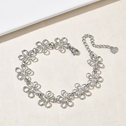 Цветок Браслеты из нержавеющей стали с полыми коваными звеньями для женщин, цвет нержавеющей стали, цветок, 304 дюйм (6.93 см)