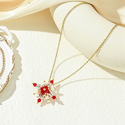 (123L) Белый крем непрозрачный блеск Стеклянные бусины бисерные звезды подвески ожерелья, 304 ожерелья-цепочки из нержавеющей стали для женщин, золотые, огнеупорный кирпич, 17.76 дюйм (45.1 см)