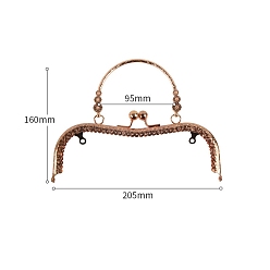 Розовое Золото Ручка из сплава с замком «поцелуй», для изготовления портмоне, розовое золото , 205x160 мм