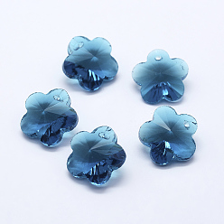 Стально-синий Прозрачные стеклянные подвески, граненые, , стальной синий, 13x13.5x8 мм, отверстие : 1.5 мм