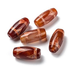 Смешанные Узоры Тибетского стиля бусы дзи, природных бисера агат, окрашенные, рис, смешанные узоры, 30x14 мм, отверстие : 2 мм