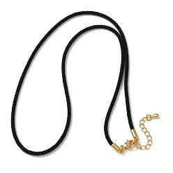 Черный 2мм круглый нейлоновый миланский шнур для изготовления ожерелья, с латунными выводами и 303 застежками из лобстера из нержавеющей стали, реальный 18 k позолоченный, чёрные, 18.50~18.70 дюйм (47~47.5 см)