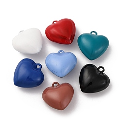 (52) Непрозрачная лаванда Латунь эмаль подвески, сердце, стойки покрытие, долговечный, без кадмия и без свинца, разноцветные, 21.5x20.5x10.5 мм, отверстие : 1.5 мм
