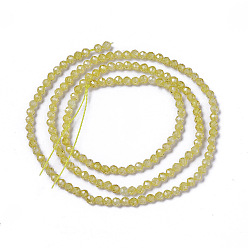 Yellow Cubic Zirconia Beads Strands, Faceted, Round, Yellow, 1.5~2x2mm, Hole: 0.2mm, about 178~186pcs/strand, 15~15.5 inch(37.5~38.5cm)