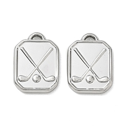 Stainless Steel Color 304 Stainless Steel Pendants, Rectangle with Golf Club Charms, Stainless Steel Color, 24x17x3mm, Hole: 1.3mm