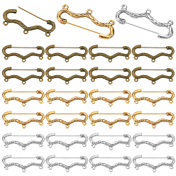 (52) Непрозрачная лаванда 30 шт. 3 стили сплава брошь фурнитура, разноцветные, 20.5x44.5x2 мм, отверстие : 1.8 мм