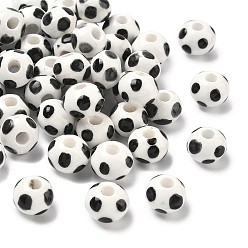 Черный Фарфора ручной работы европейский бусины, круглый в горошек, чёрные, 12x9~9.5 мм, отверстие : 4 мм