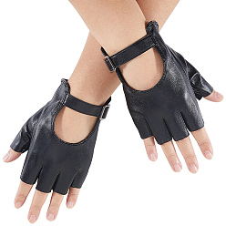 Черный Перчатки из искусственной кожи без пальцев, перчатки без пальцев, Сплав с застежкой, чёрные, 148~150x90~92x3.5~6 мм