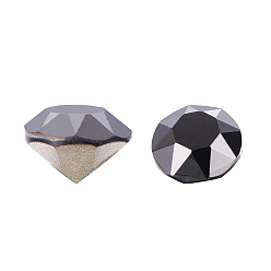 Чёрный Металлический Серебристый K 9 кабошоны из стеклянного страза, задние и задние, граненые, алмаз, струя металлического серебра, 4~4.1x2.5 мм