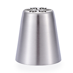Stainless Steel Color Non-Tarnish Floral Stainless Steel Russian Piping Tips, Cake Decorating Tips, for Cupcake Cookies Birthday Party, Stainless Steel Color, 40.5x37mm, Inner Diameter: 35mm