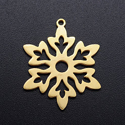 Golden 201 Stainless Steel Pendants, Snowflake, Golden, 26x21.5x1mm, Hole: 1.4mm