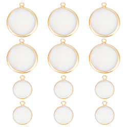 Золотой 12 шт 2 стили натуральные пресноводные подвески из ракушек, с латунной фурнитурой , плоские круглые прелести, золотые, 16~23x13~20x4~5 мм, отверстие : 2 мм, 6 шт / стиль