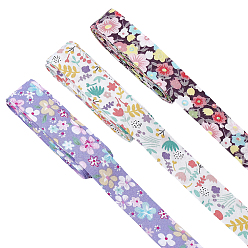 Couleur Mélangete 7.5m 3 ruban de coton imprimé en couleurs, pour accessoires de vêtement, décoration cadeau, couleur mixte, 3/4 pouces (20 mm), 2.5 m / couleur