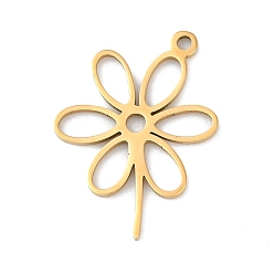 Золотой 5 шт. 201 подвески из нержавеющей стали, лазерная резка, цветочный шарм, золотые, 18.5x12.5x1 мм, отверстие : 1.2 мм