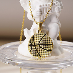 Baseball Ожерелья с подвеской в виде спортивного мяча из нержавеющей стали для мужчин и женщин, золотые, бейсбол, 17.72 дюйм (45 см)