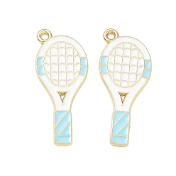 Tennis Tennis Alloy Enamel Pendants, Golden, Racket Charms, 30.5x13x1mm, Hole: 1.6mm