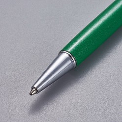 Green Creative Empty Tube Ballpoint Pens, with Black Ink Pen Refill Inside, for DIY Glitter Epoxy Resin Crystal Ballpoint Pen Herbarium Pen Making, Silver, Green, 140x10mm