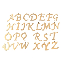 Настоящее золото 18K 26 шт. 201 подвески из нержавеющей стали, Письмо ~ Z, лазерная резка, ионное покрытие (ip), реальный 18 k позолоченный, 16~20.5x6.5~20.5x1 мм, отверстие : 1.4~1.5 мм