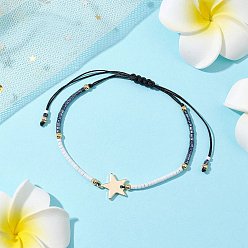 Звезда Браслеты из бисера со стеклянными семенами для женщин, звезда, внутренний диаметр: 1-3/4~3-1/8 дюйм (4.5~8 см)