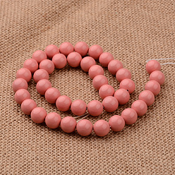 Light Coral Polished Round Grade A Shell Pearl Bead Strands, Light Coral, 6mm, Hole: 1mm, about 64pcs/strand, 15.7 inch