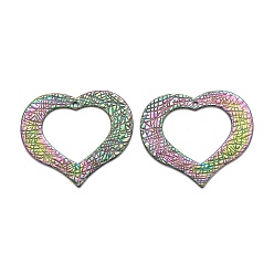 Rainbow Color Ионное покрытие (ip) 304 подвески из нержавеющей стали, полый, сердце, фантазии вырезать, Радуга цветов, 33x37.5x1 мм, отверстие : 1.4 мм