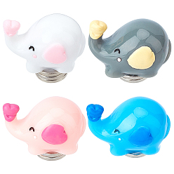 (52) Непрозрачная лаванда Пластиковый локатор, с магнитной застежкой, слон, платина, разноцветные, 27x19x22 мм, 4 цветов, 1set / цвет, 4sets / мешок