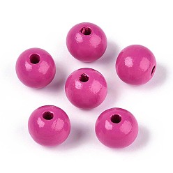 Камелия Круглые бусины из натурального дерева схима, окрашенные распылением, камелия, 13~14x12.9 мм, отверстие : 2.8~3.5 мм