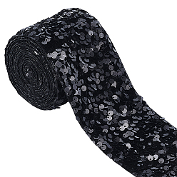 Черный 4 лента из полиэстера в ярдах, с блестка, аксессуары для одежды, чёрные, 3 дюйм (75 мм)