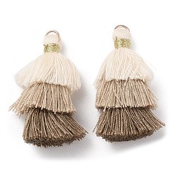BurlyWood Polycotton Tassel Pendant Decorations, with Iron Loops, BurlyWood, 34~45x4~5mm, Hole: 3mm