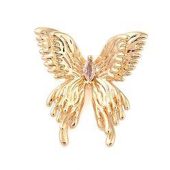 Сливовый Латунь со стеклянными бусинами, бабочка, без никеля , золотые, слива, 22x22x10 мм, отверстие : 2.5 мм