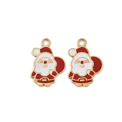 Santa Claus 304 нержавеющей стальной эмали подвески, ионное покрытие (ip), Новогодняя тема, реальный 18 k позолоченный, Дед Мороз, 18x12.5x1 мм, отверстие : 2.2 мм