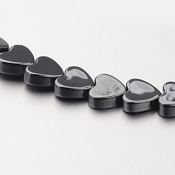 Естественный Цвет Немагнитные нити шарик синтетический гематит, сердце, первоначальный цвет, 5x6x2 мм, отверстие : 1 мм, около 81 шт / нитка, 15.7 дюйм