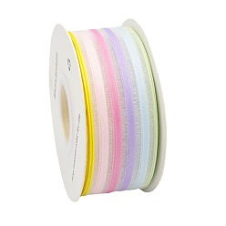 Разноцветный Полоса цвет радуги полиэстер шифон лента, для рукоделия бантики подарочная упаковка свадебное украшение, красочный, 1-5/8 дюйм (40 мм), о 25 ярдов / крен