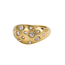 Настоящее золото 14K 304 из нержавеющей стали микро проложить кубических палец кольца циркония, ионное покрытие (ip), реальный 14 k позолоченный, 12 мм, внутренний диаметр: 18 мм