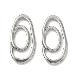 Нержавеющая Сталь Цвет 304 нержавеющей стали связывающий кольца, двойное неправильное овальное звено, не тускнеет, цвет нержавеющей стали, 24.5x12x2.5 мм, внутренний диаметр: 19.5x8 мм и 10x6 мм