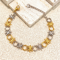 Золотой & Цвет Нержавеющей Стали Двухцветные 304 браслеты-цепочки из нержавеющей стали для женщин, в главных ролях, золотые и нержавеющая сталь цвет, 6.30~8.27 дюйм (16~21 см)