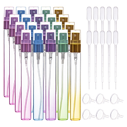 Mixed Color Glass Spray Bottles Sets, Perfume Bottle, with Plastic Funnel Hopper, Pipettes, Mixed Color, 11.78x1.4cm, Capacity: 10ml