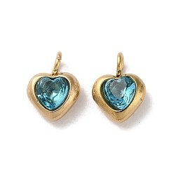 Темно-Голубой 304 микро нержавеющей стали прокладывать Цирконом подвески, сердце прелести, глубокое синее небо, 7x5x2.5 мм, отверстие : 1.5 мм