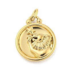 Leo 304 Stainless Steel Pendants Rhinestone Settings, Round with Constellations, Leo, 20.5x17x3.5mm, Hole: 3.5x2mm, Fit for 0.9mm Rhinestone