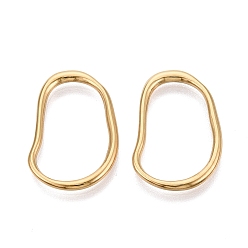 Настоящее золото 18K 304 нержавеющей стали связывающий кольца, самородки, ионное покрытие (ip), долговечный, реальный 18 k позолоченный, 26x17.5x2 мм, внутренний диаметр: 13x21.5 мм