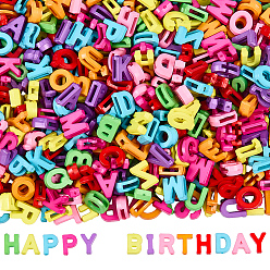 (52) Непрозрачная лаванда 2пакеты 600шт. непрозрачные акриловые бусины, буквы, разноцветные, 12~12.5x4.5~12x4.5 мм, отверстие : 8~8.5x1.5~2 мм, 300 шт / пакет