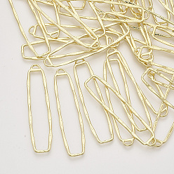 Light Gold Сплав открытая задняя рамка большие подвески, для diy уф смолы, эпоксидная смола, Прессованные цветочные украшения, прямоугольные, золотой свет, 60.5x14x1.5 мм, отверстие : 4x2 мм