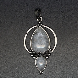 Хрусталь Природного кварца хрустальных подвесок, с металлическими поиск, слеза, 50x28x7 мм